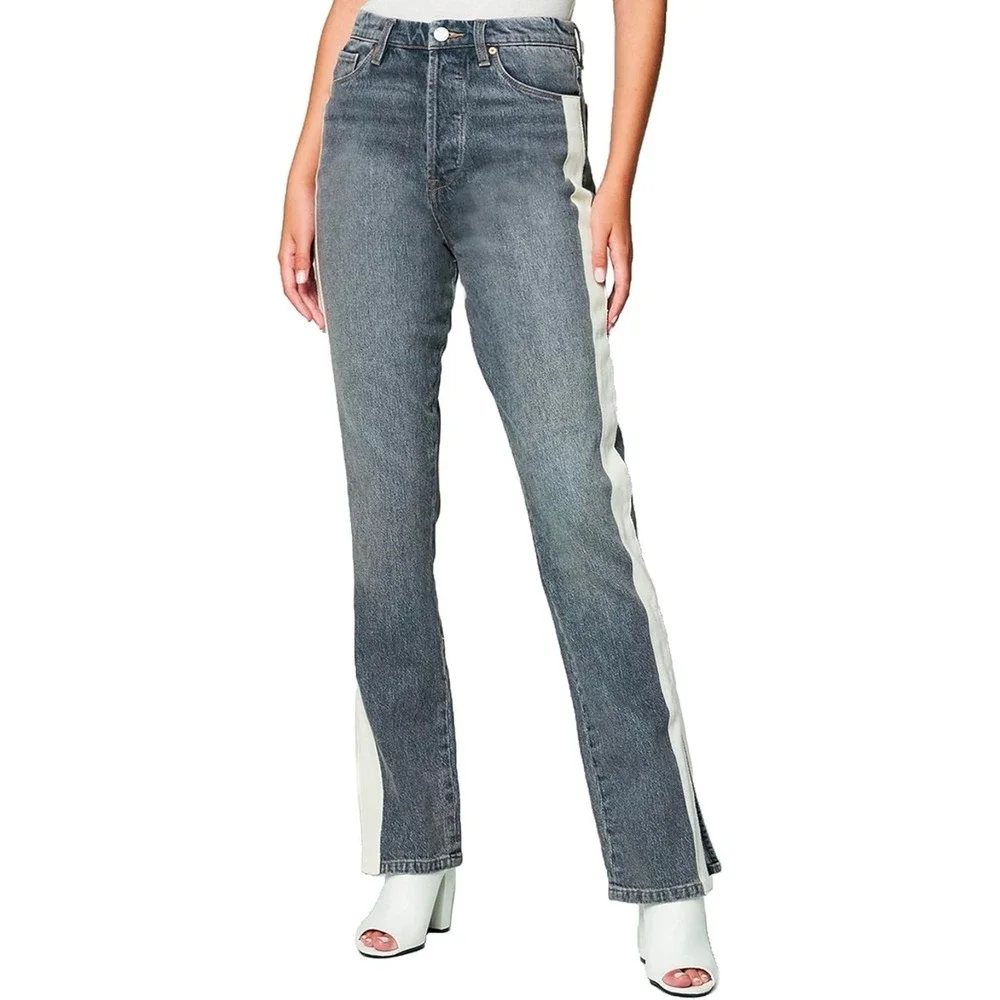 BLANKNYC The Cooper Long Slim Straight Jeans Dark Wash Size 31 with Side Stripe